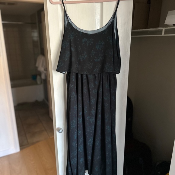 OAK + FORT midi spaghetti strapped flowy navy dress size L - Picture 2 of 4